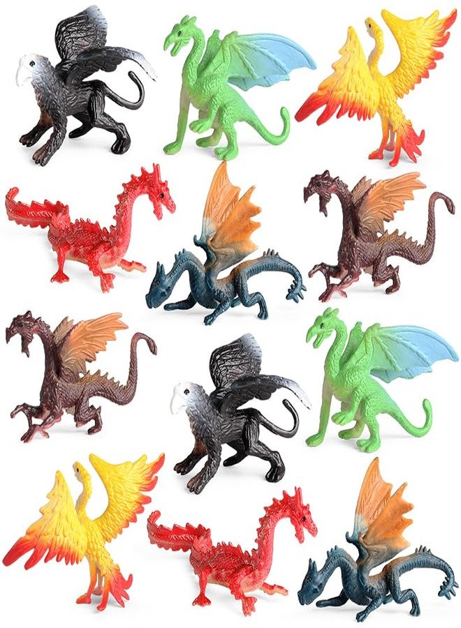 EOIVSH Mini Dragon Toys Figures - 12pcs Ancient Flying Dragon Figurines for Boys Girls, Mythical Action Figure Kid Toys, Cupcake/Cake Topper & Party Favors - Image 1